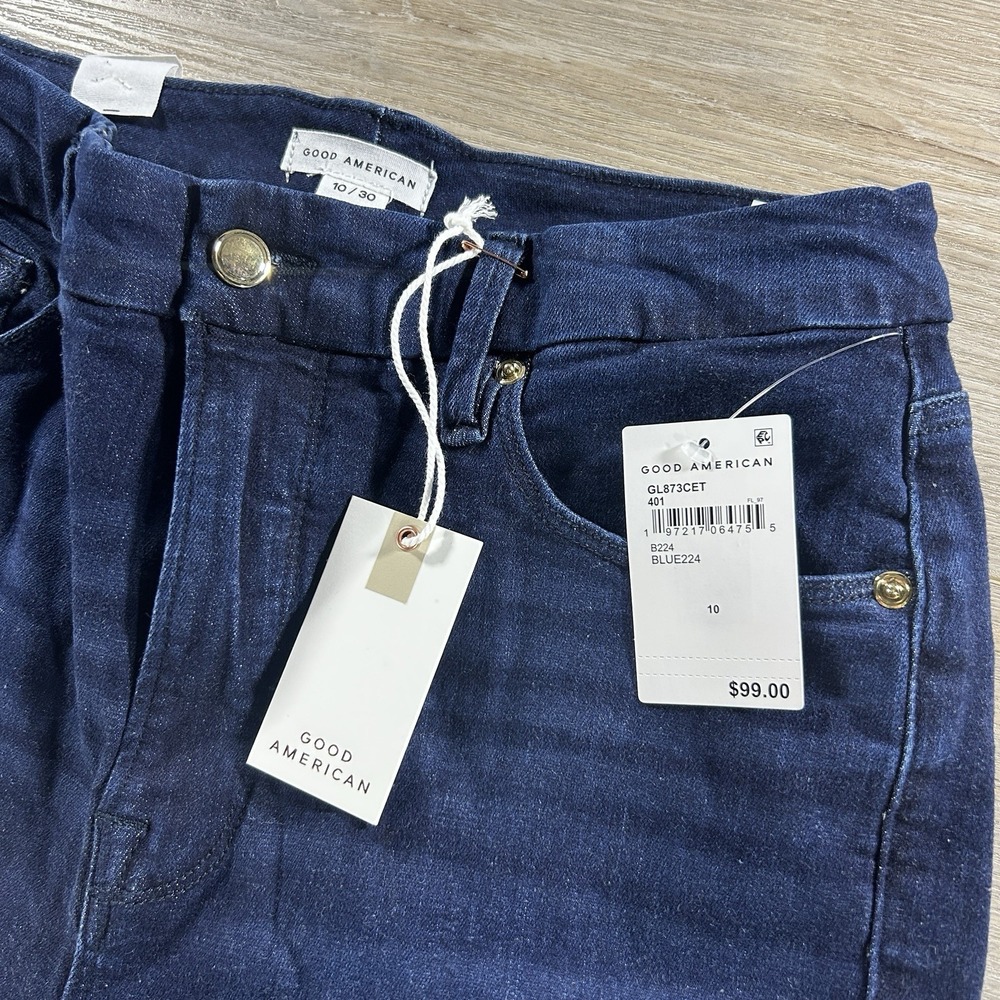 NWT Good American Size 10/30 Good Legs Dark Blue Skinny Jeans Sculpting Slimming - Picture 2 of 12